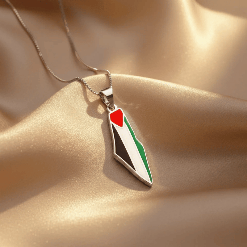 Palestine Pride Map Necklace