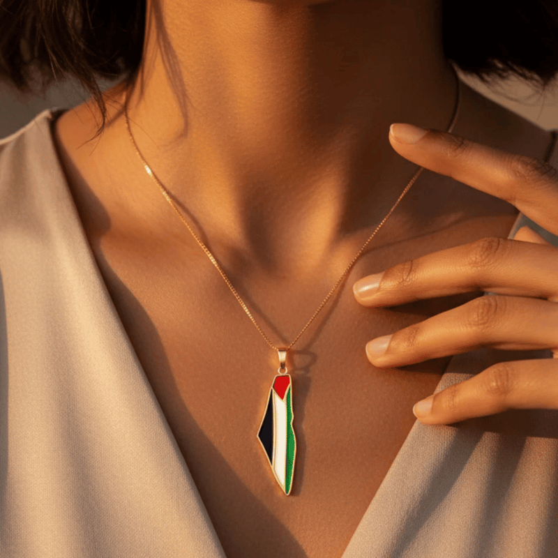 Palestine Pride Map Necklace