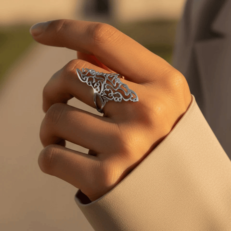 Palestine Calligraphy Map Ring