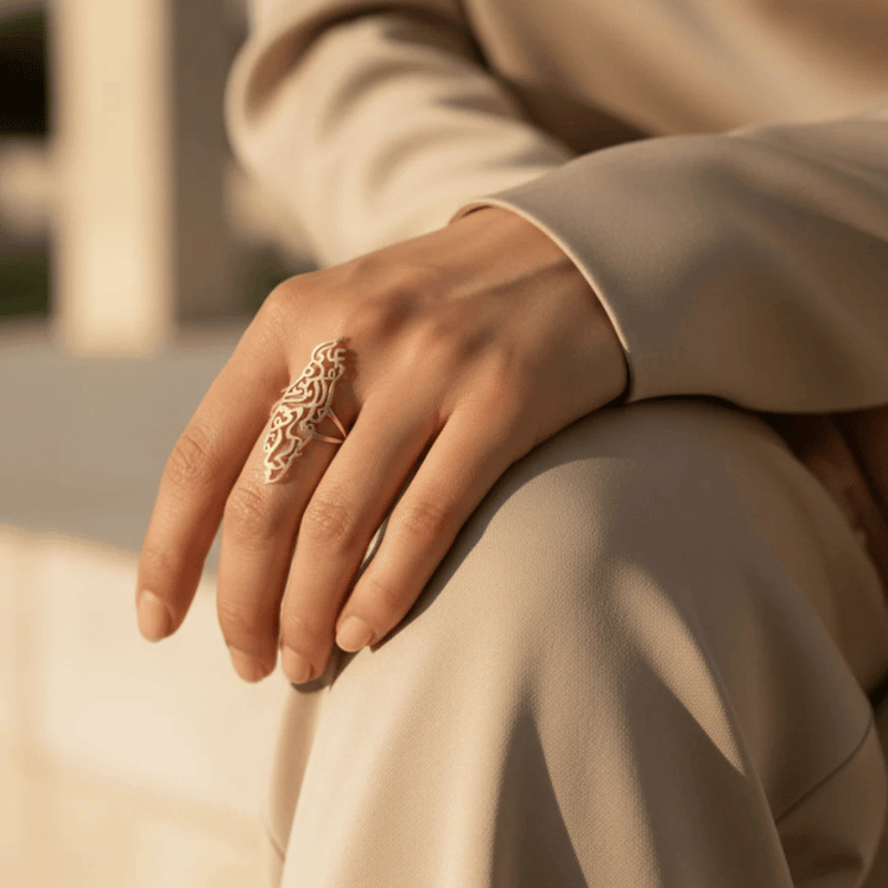 Palestine Calligraphy Map Ring