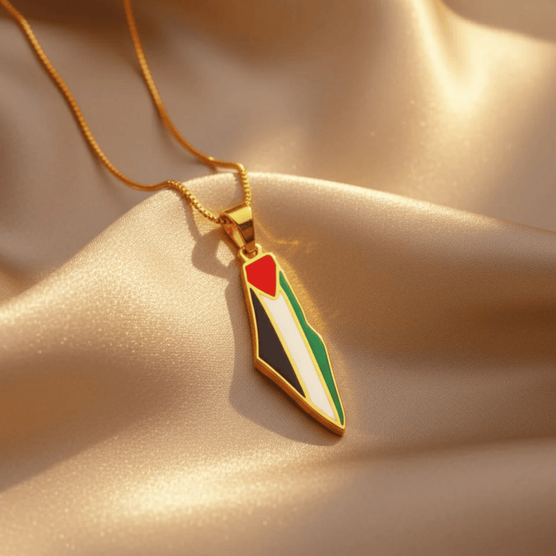 Palestine Pride Map Necklace