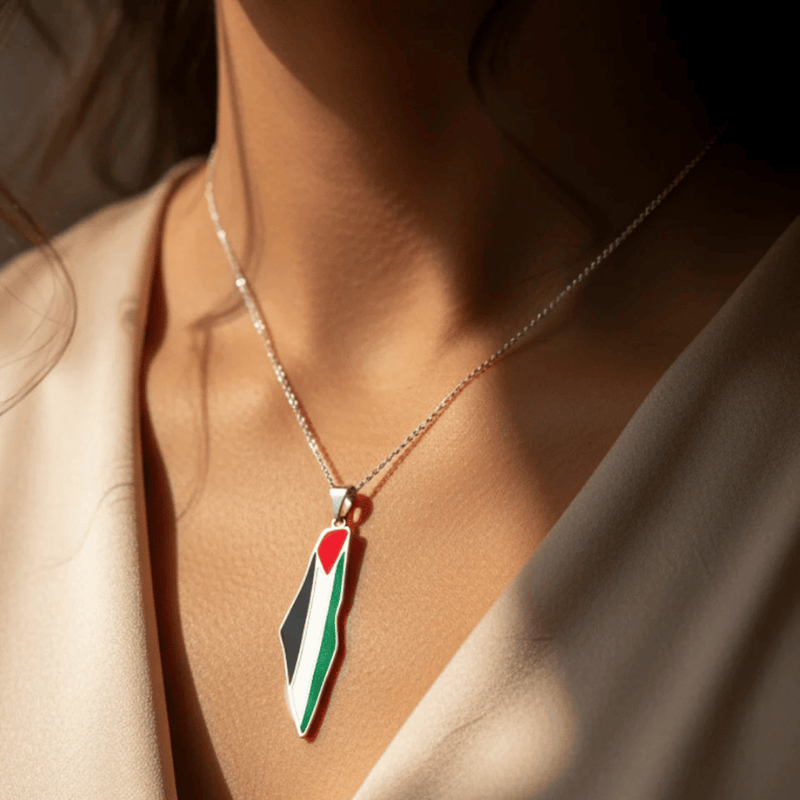 Palestine Pride Map Necklace