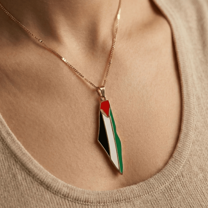 Palestine Pride Map Necklace